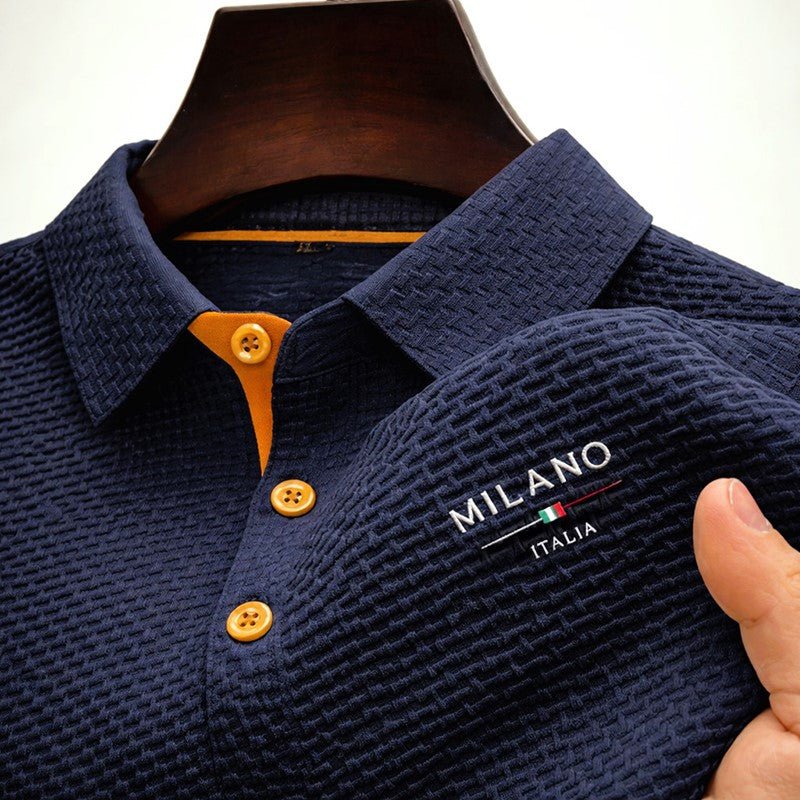 Pánské texturované polo tričko s knoflíkovou légou Milano – klasický střih 3