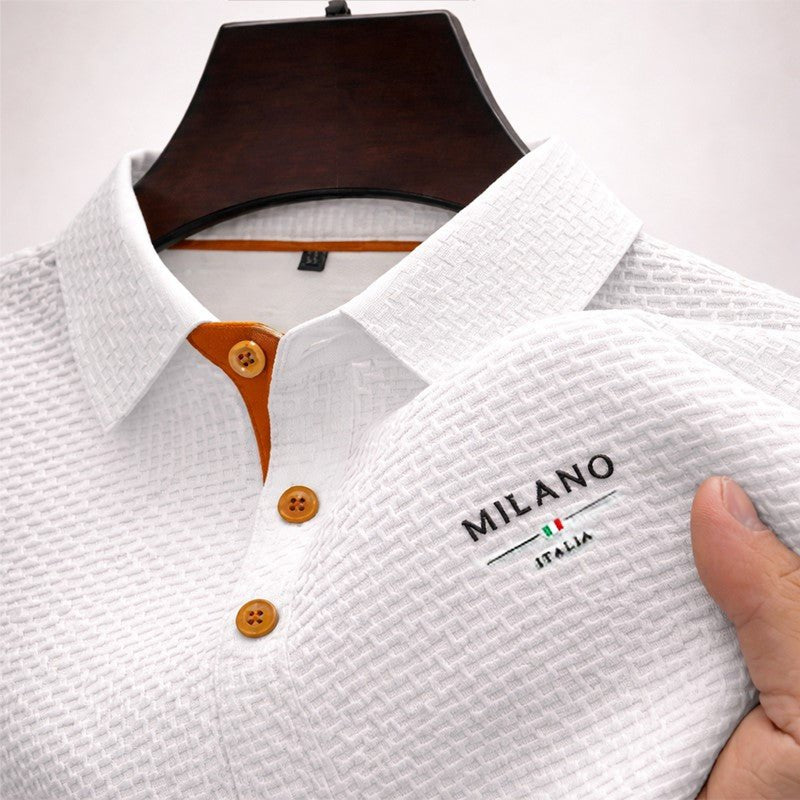 Pánské texturované polo tričko s knoflíkovou légou Milano – klasický střih 4