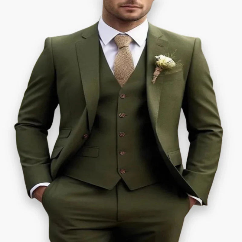 Pánský formální třídílný oblek slim fit s jednořadým zapínáním, elegantní design, ideální pro 0