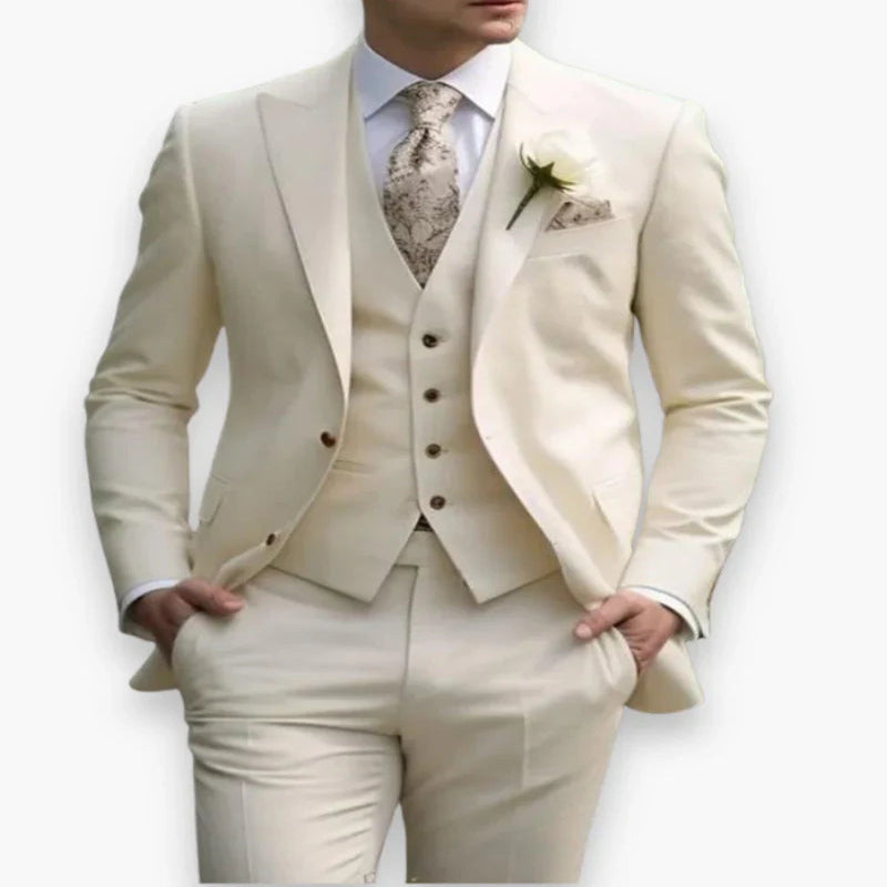 Pánský formální třídílný oblek slim fit s jednořadým zapínáním, elegantní design, ideální pro 11