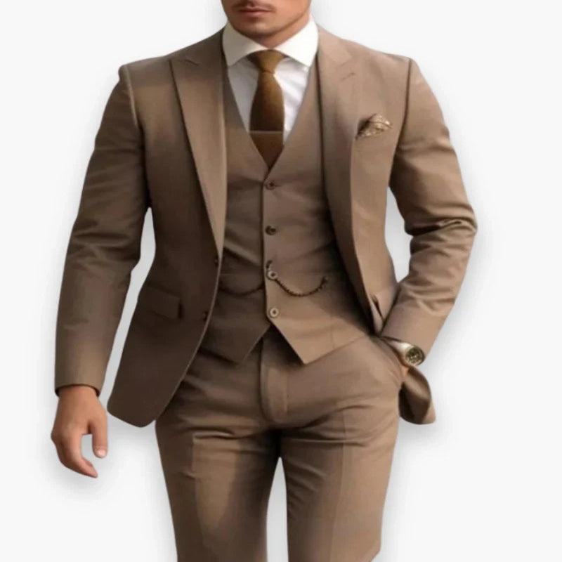 Pánský formální třídílný oblek slim fit s jednořadým zapínáním, elegantní design, ideální pro 12