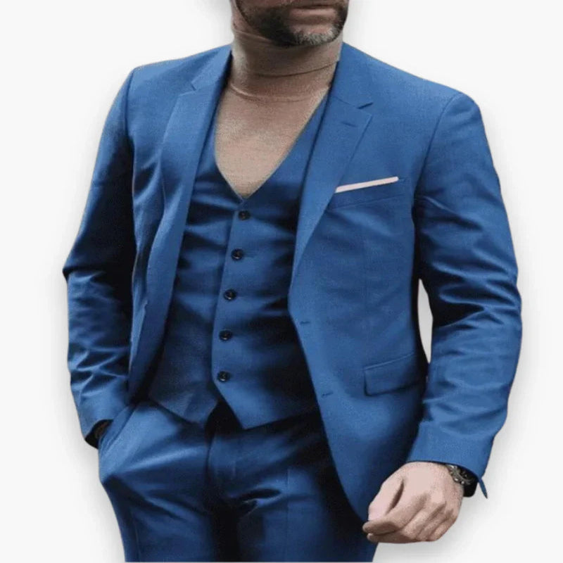Pánský formální třídílný oblek slim fit s jednořadým zapínáním, elegantní design, ideální pro 14