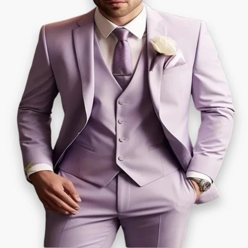 Pánský formální třídílný oblek slim fit s jednořadým zapínáním, elegantní design, ideální pro 4