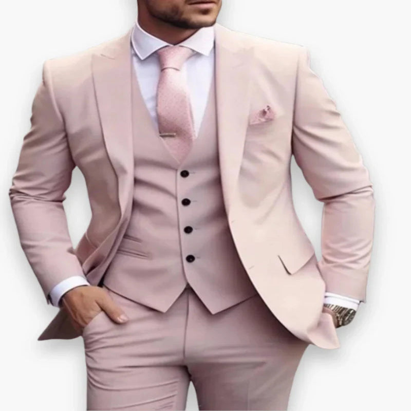 Pánský formální třídílný oblek slim fit s jednořadým zapínáním, elegantní design, ideální pro 5