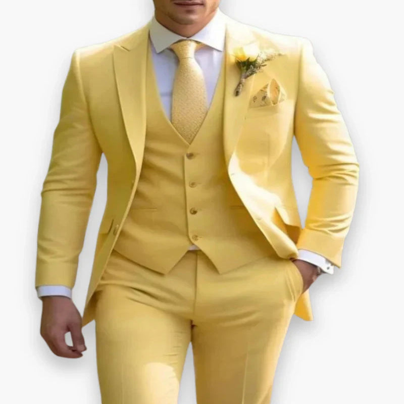 Pánský formální třídílný oblek slim fit s jednořadým zapínáním, elegantní design, ideální pro 6