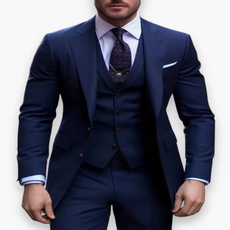 Pánský formální třídílný oblek slim fit s jednořadým zapínáním, elegantní design, ideální pro 7