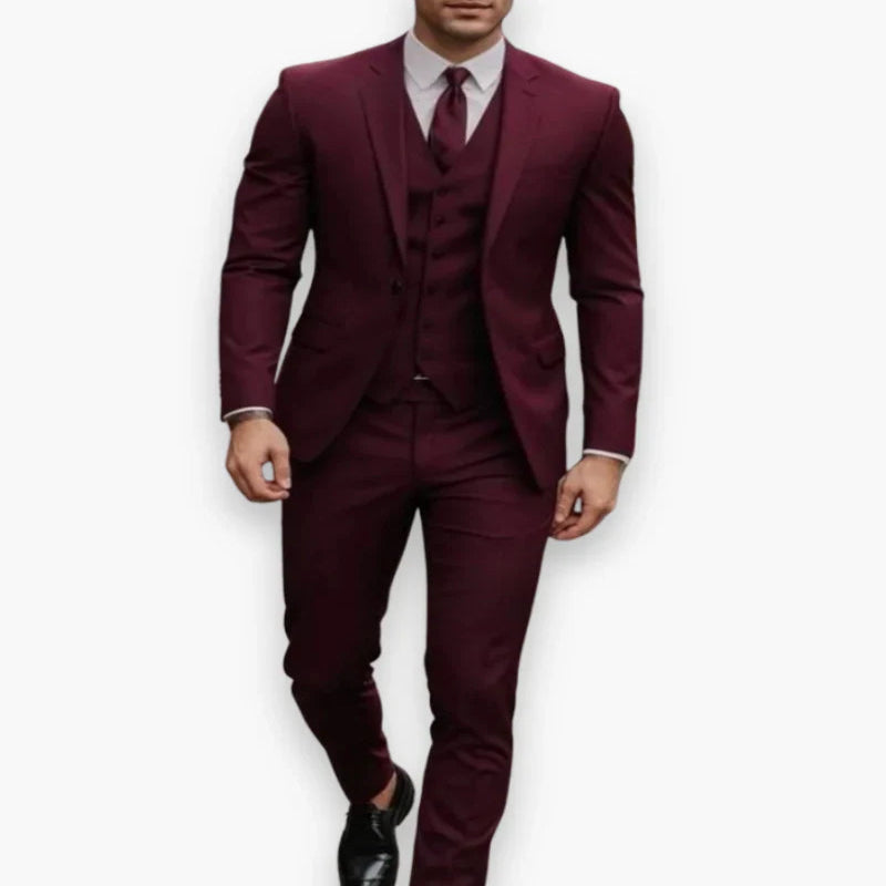 Pánský formální třídílný oblek slim fit s jednořadým zapínáním, elegantní design, ideální pro 8