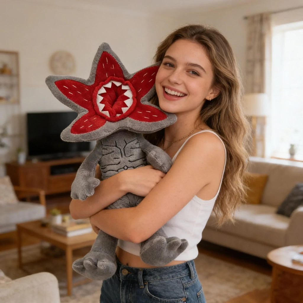 Plyšová hračka Demogorgon s květinovou hlavou, šedá bavlněná panenka pro děti od  1