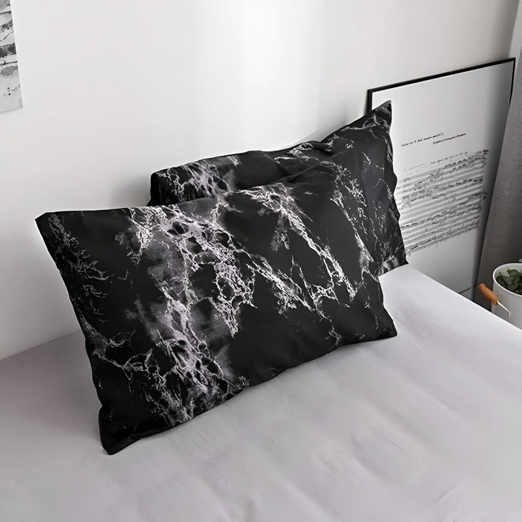 Povlečení 200x220 s černým mramorovým vzorem z mikrovlákna, moderní styl, sada zahr 5