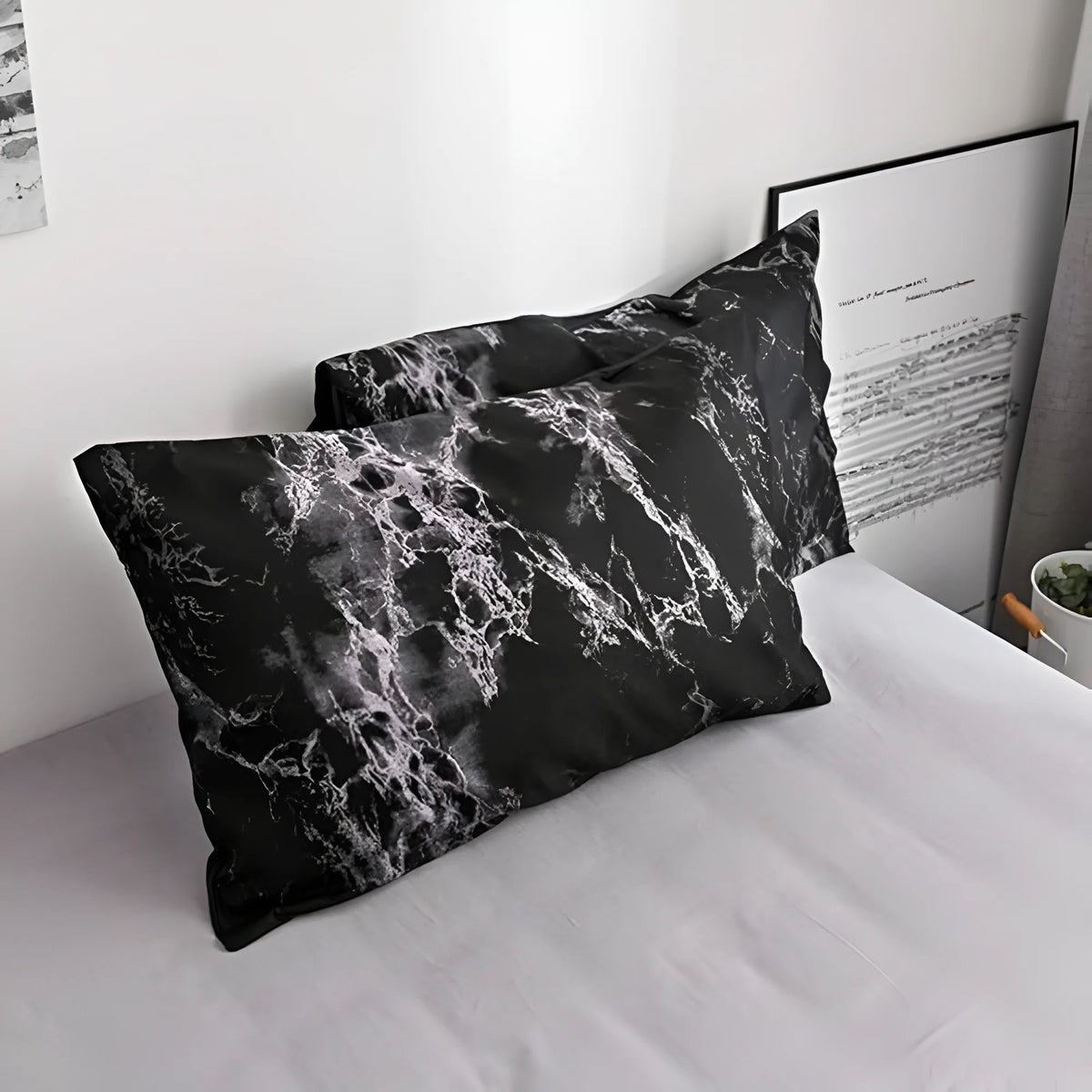 Povlečení 200x220 s černým mramorovým vzorem z mikrovlákna, moderní styl, sada zahr 5