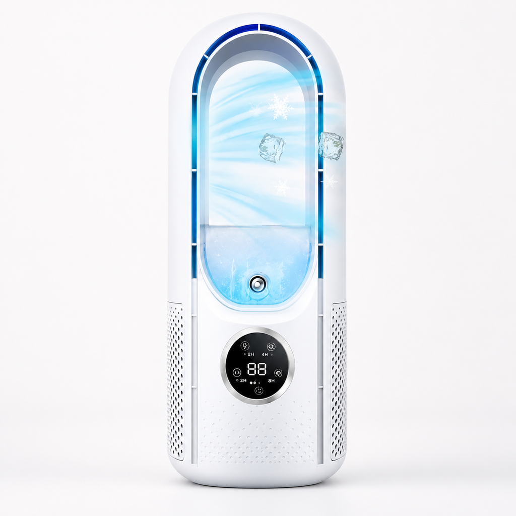 Přenosná klimatizace s bezlopatkovým ventilátorem, tichý provoz, kompaktní design, ideální 1