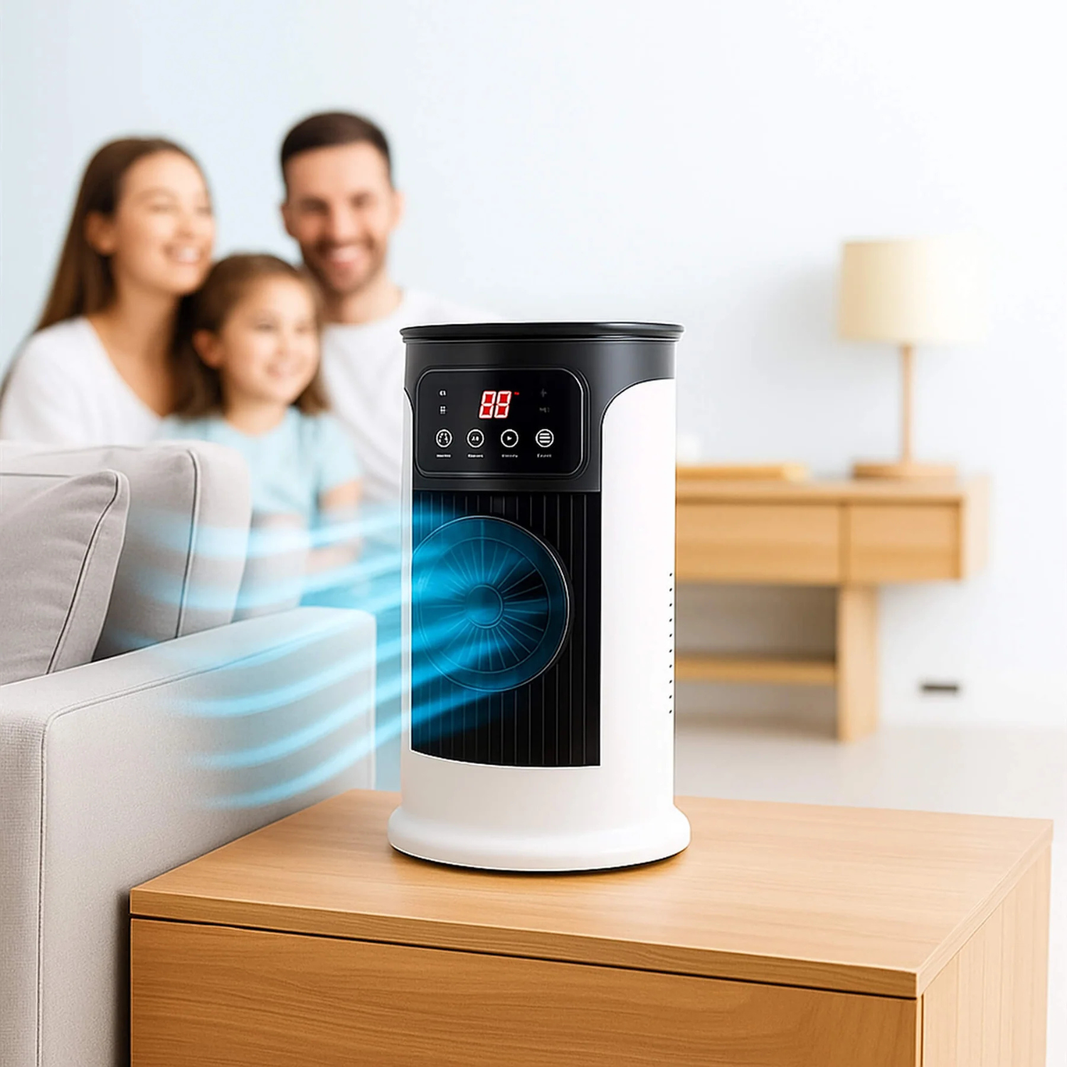 Přenosná klimatizace s tichým ventilátorem a nastavitelnou rychlostí, ideální pro úsporný 0
