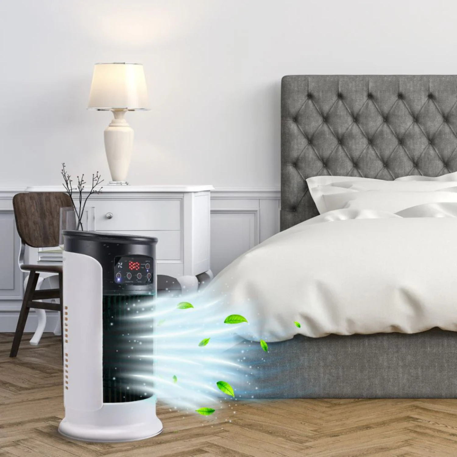 Přenosná klimatizace s tichým ventilátorem a nastavitelnou rychlostí, ideální pro úsporný 8