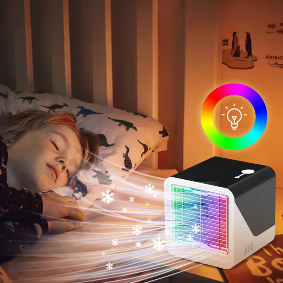 Přenosná mini klimatizace s ventilátorem, nastavitelnou rychlostí a časovačem – kompaktní USB design 1