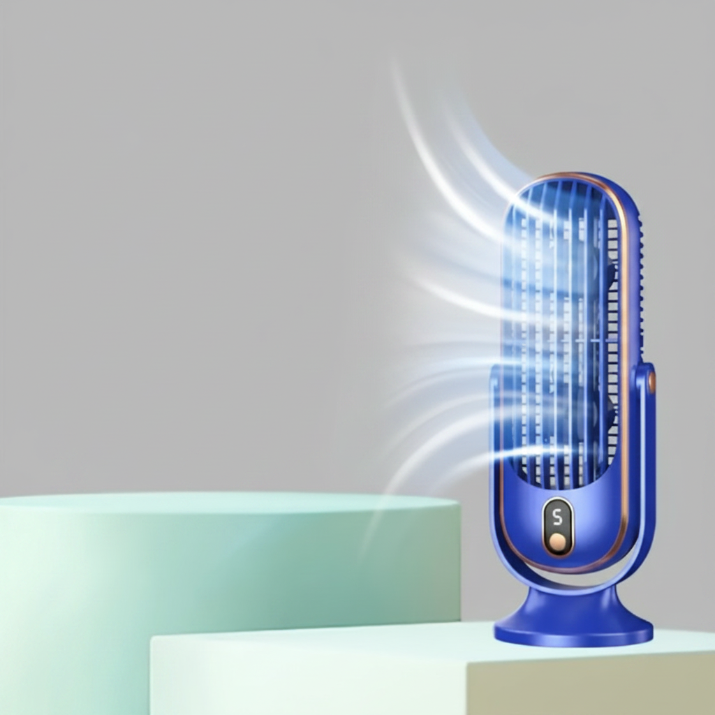 Přenosný stolní ventilátor s dvoumotorovým chlazením a USB dobíjením, ideální pro osvěžení na 2