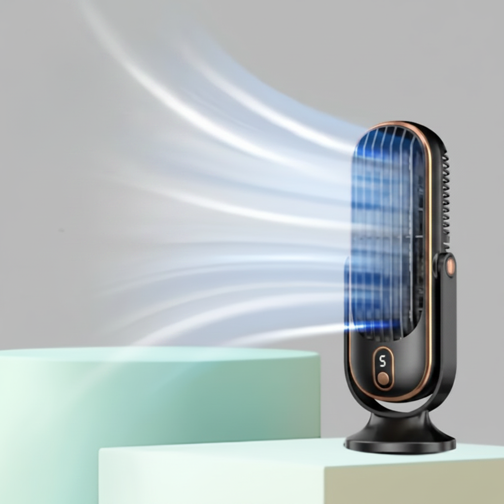 Přenosný stolní ventilátor s dvoumotorovým chlazením a USB dobíjením, ideální pro osvěžení na 3
