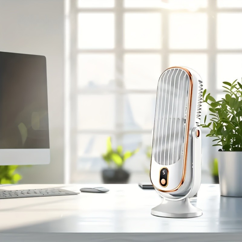 Přenosný stolní ventilátor s dvoumotorovým chlazením a USB dobíjením, ideální pro osvěžení na 7