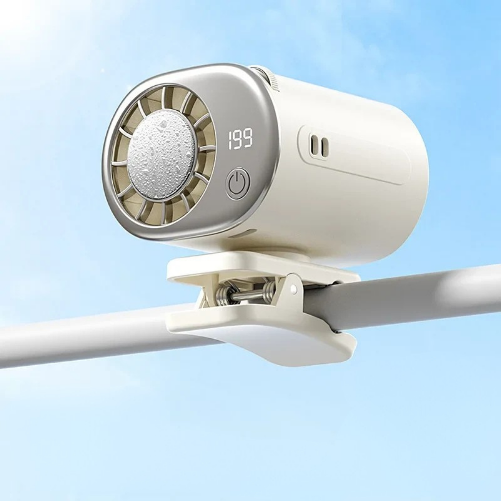 Přenosný USB ventilátor s připínacím systémem, nastavitelným prouděním vzduchu a síťkou – řešení chlazení na cesty 1