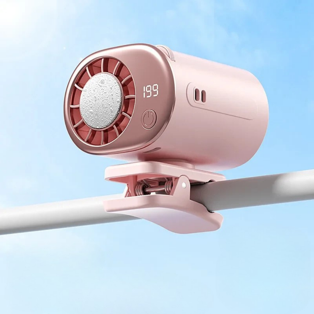 Přenosný USB ventilátor s připínacím systémem, nastavitelným prouděním vzduchu a síťkou – řešení chlazení na cesty 3
