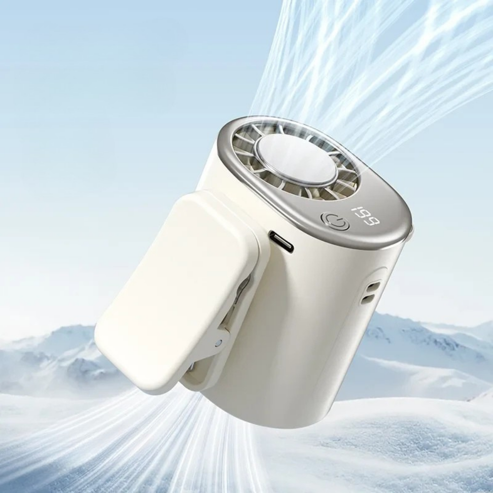 Přenosný USB ventilátor s připínacím systémem, nastavitelným prouděním vzduchu a síťkou – řešení chlazení na cesty 4