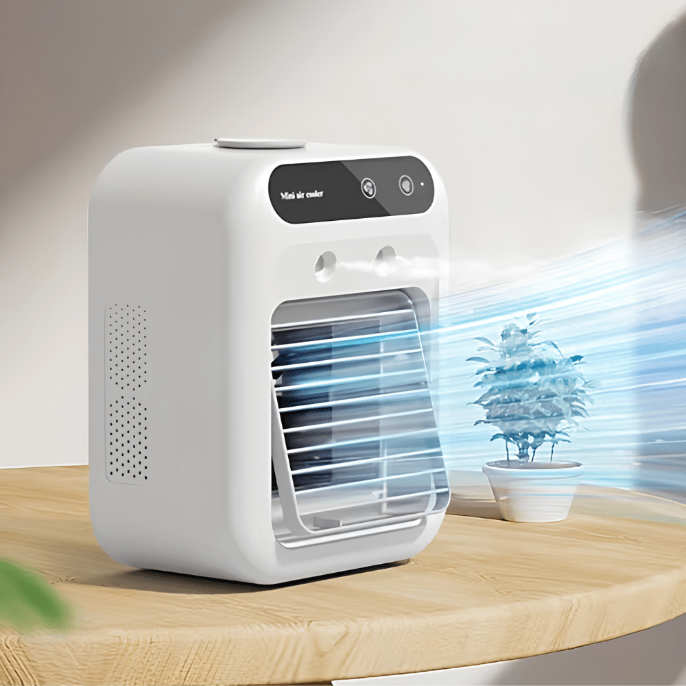 Přenosný mini stolní ventilátor s dobíjecí baterií přes USB – kompaktní osobní klimatizace pro malé prostory 0