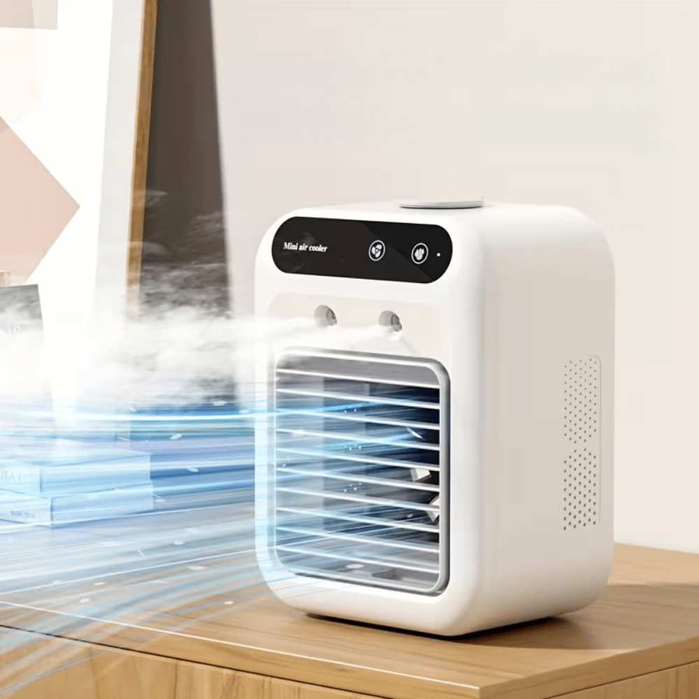 Přenosný mini stolní ventilátor s dobíjecí baterií přes USB – kompaktní osobní klimatizace pro malé prostory 2