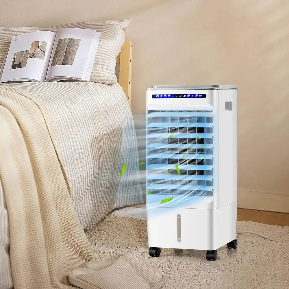 Přenosný odpařovací chladič vzduchu s dálkovým ovládáním a časovačem – kompaktní osobní chladicí ventilátor – bílý 1