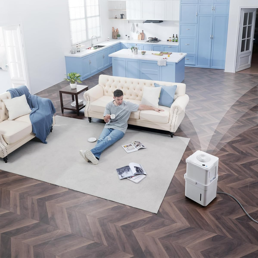 Přenosný odvlhčovač pro regulaci vlhkosti v domácnosti s velkou nádrží a chytrými funkcemi – kompaktní design do ložnice nebo koupelny 2