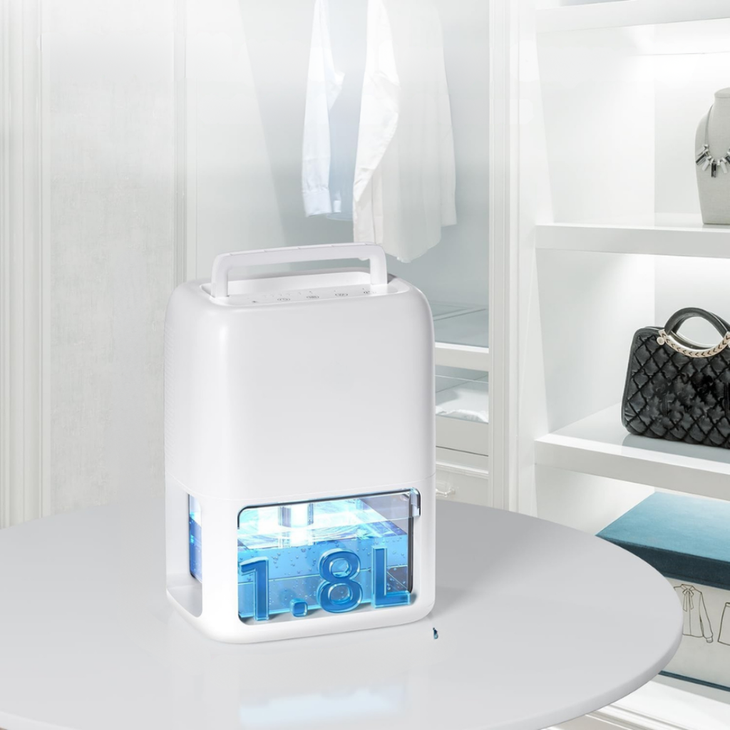 Přenosný odvlhčovač vzduchu pro malé místnosti s technologií duální kondenzace – ultra tichý design pro ložnici a koupelnu 1