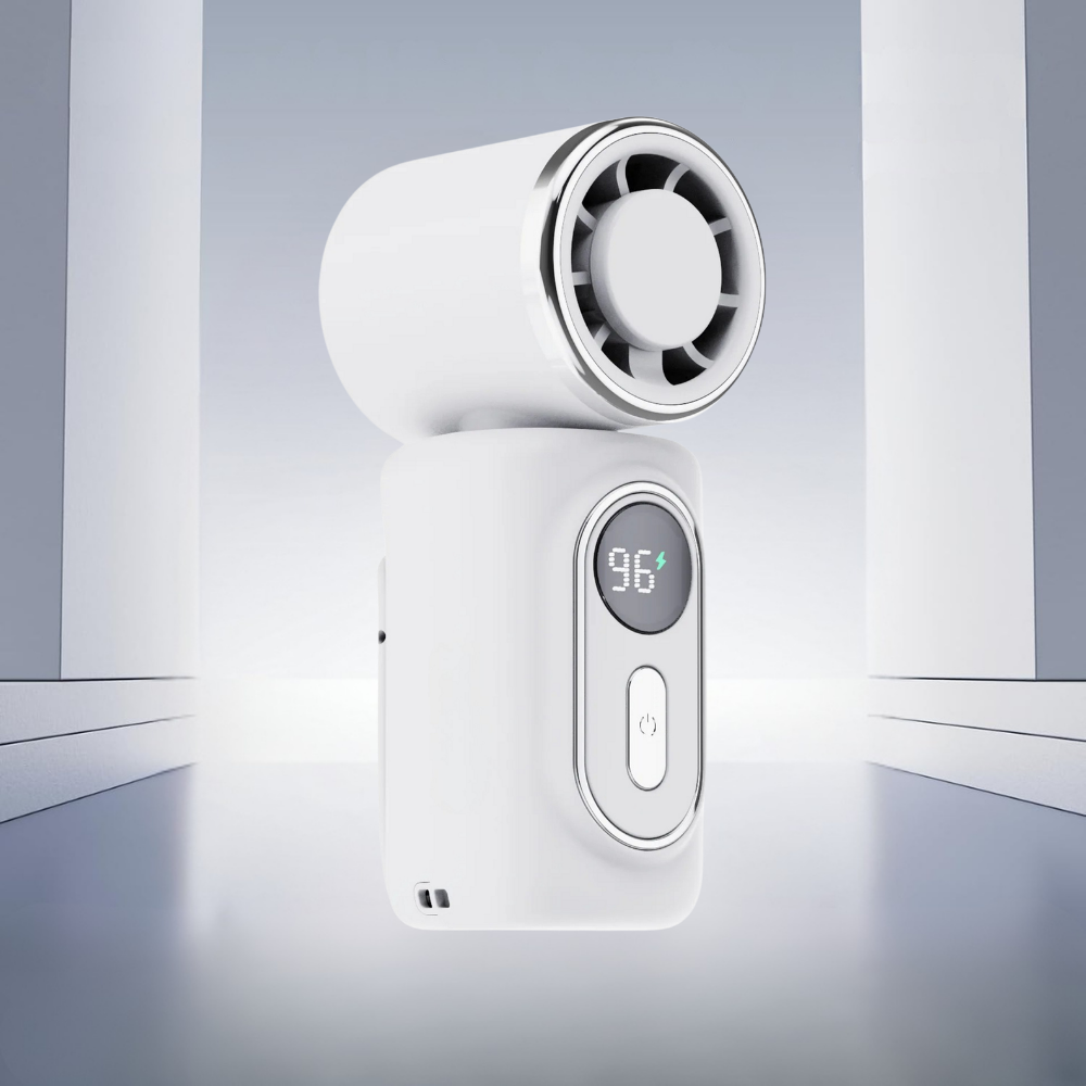 Přenosný ruční ventilátor s klipem a dobíjecí baterií přes USB 1