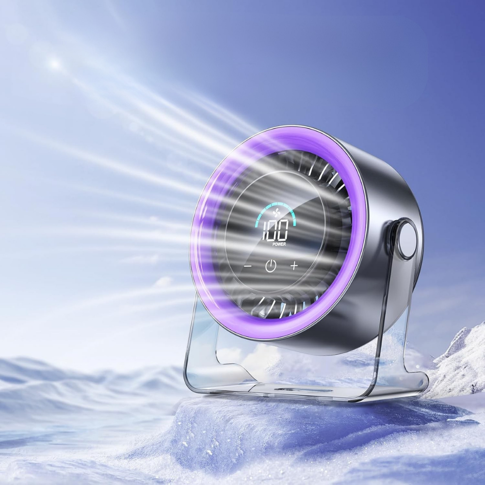 Přenosný stolní ventilátor s nastavitelnou rychlostí a nabíjením přes USB-C – tichý oscilační cirkulátor vzduchu 0
