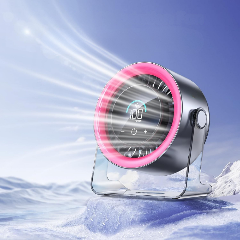 Přenosný stolní ventilátor s nastavitelnou rychlostí a nabíjením přes USB-C – tichý oscilační cirkulátor vzduchu 3