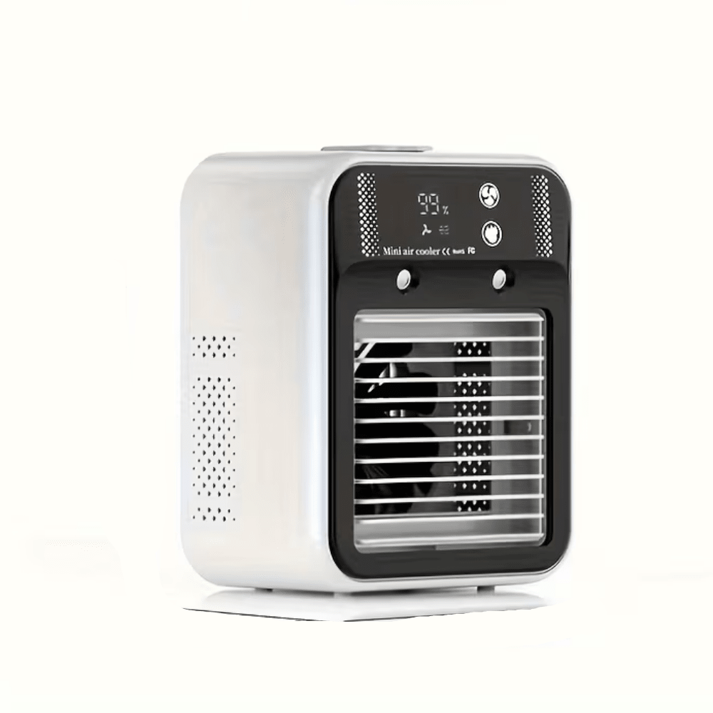 Přenosný ventilátor klimatizace s dobíjecí baterií a nastavitelnou rychlostí – kompaktní USB chladicí zařízení pro domácnost i cesty 2