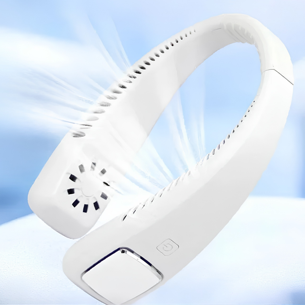 Přenosný ventilátor na krk s dobíjecí baterií – 3stupňové chlazení v bílé barvě 0