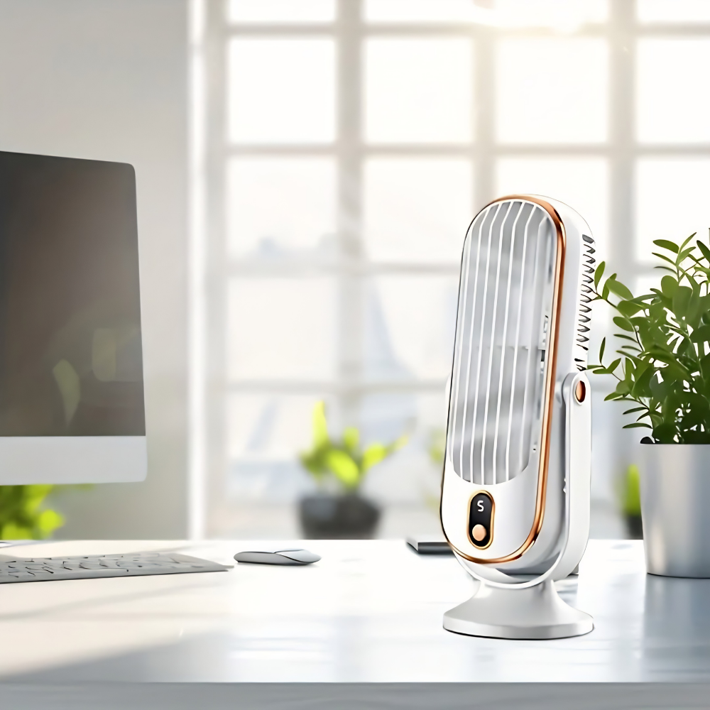 Přenosný věžový ventilátor s dobíjecí baterií – odpařovací chladič a stolní použití 1