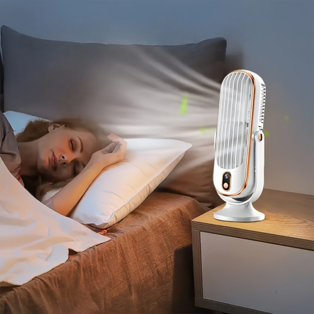 Přenosný věžový ventilátor s dobíjecí baterií – odpařovací chladič a stolní použití 2