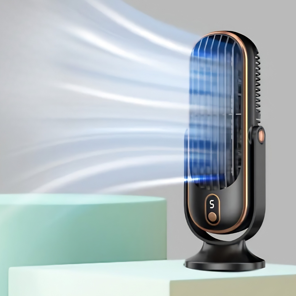 Přenosný věžový ventilátor s dobíjecí baterií – odpařovací chladič a stolní použití 6
