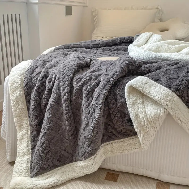 Přikrývka Sherpa z Česaného Fleece pro celoroční použití, měkká a teplá deka 2