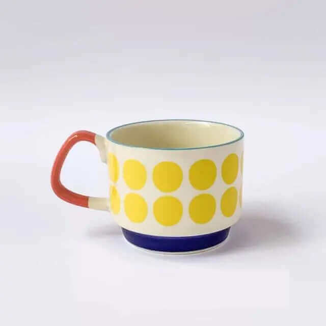 Retro keramické hrnky na kávu s uchy – unikátní design z poloviny 20. století, 300 ml, vhodné do myčky a mikrovlnné trouby 0