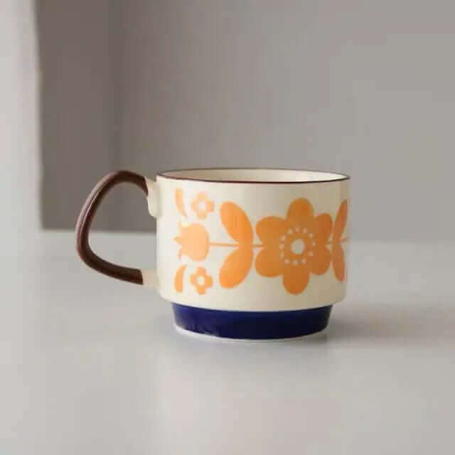 Retro keramické hrnky na kávu s uchy – unikátní design z poloviny 20. století, 300 ml, vhodné do myčky a mikrovlnné trouby 11
