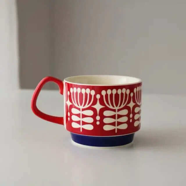 Retro keramické hrnky na kávu s uchy – unikátní design z poloviny 20. století, 300 ml, vhodné do myčky a mikrovlnné trouby 4