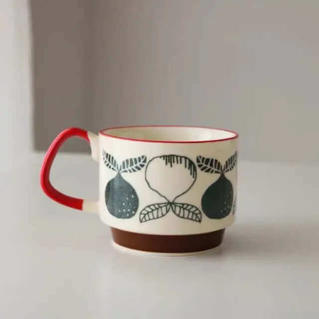 Retro keramické hrnky na kávu s uchy – unikátní design z poloviny 20. století, 300 ml, vhodné do myčky a mikrovlnné trouby 6