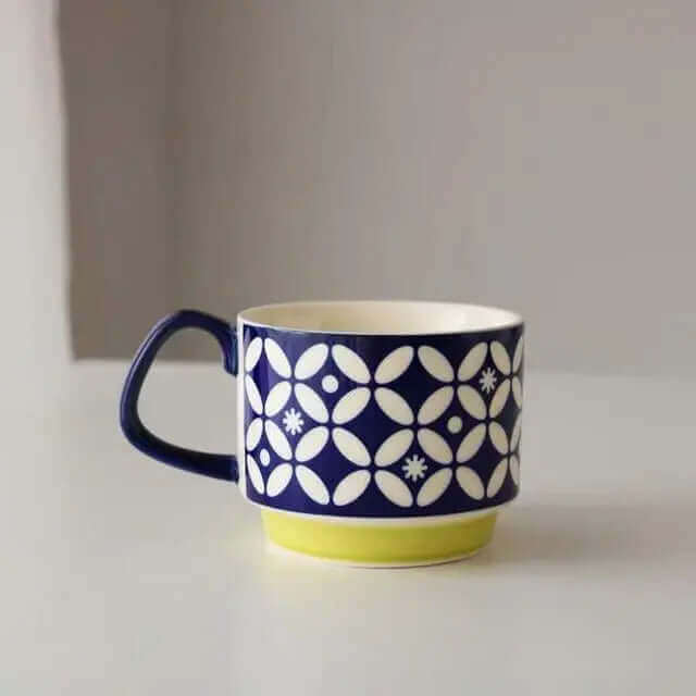 Retro keramické hrnky na kávu s uchy – unikátní design z poloviny 20. století, 300 ml, vhodné do myčky a mikrovlnné trouby 8