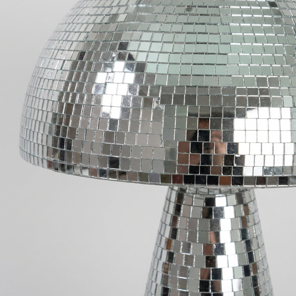 Retro stolní lampa Houbová se zrcadlovou skleněnou mozaikou – dekorativní lampa do obývacího pokoje 3
