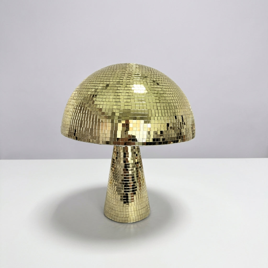 Retro stolní lampa Houbová se zrcadlovou skleněnou mozaikou – dekorativní lampa do obývacího pokoje 4