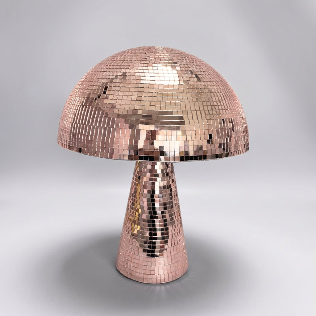 Retro stolní lampa Houbová se zrcadlovou skleněnou mozaikou – dekorativní lampa do obývacího pokoje 5