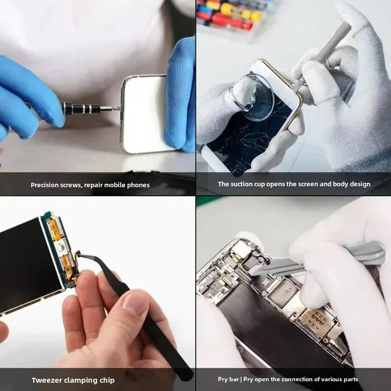 Sada 115 izolovaných šroubováků pro opravy elektroniky, zahrnující magnetické nástroje s protiskl 2