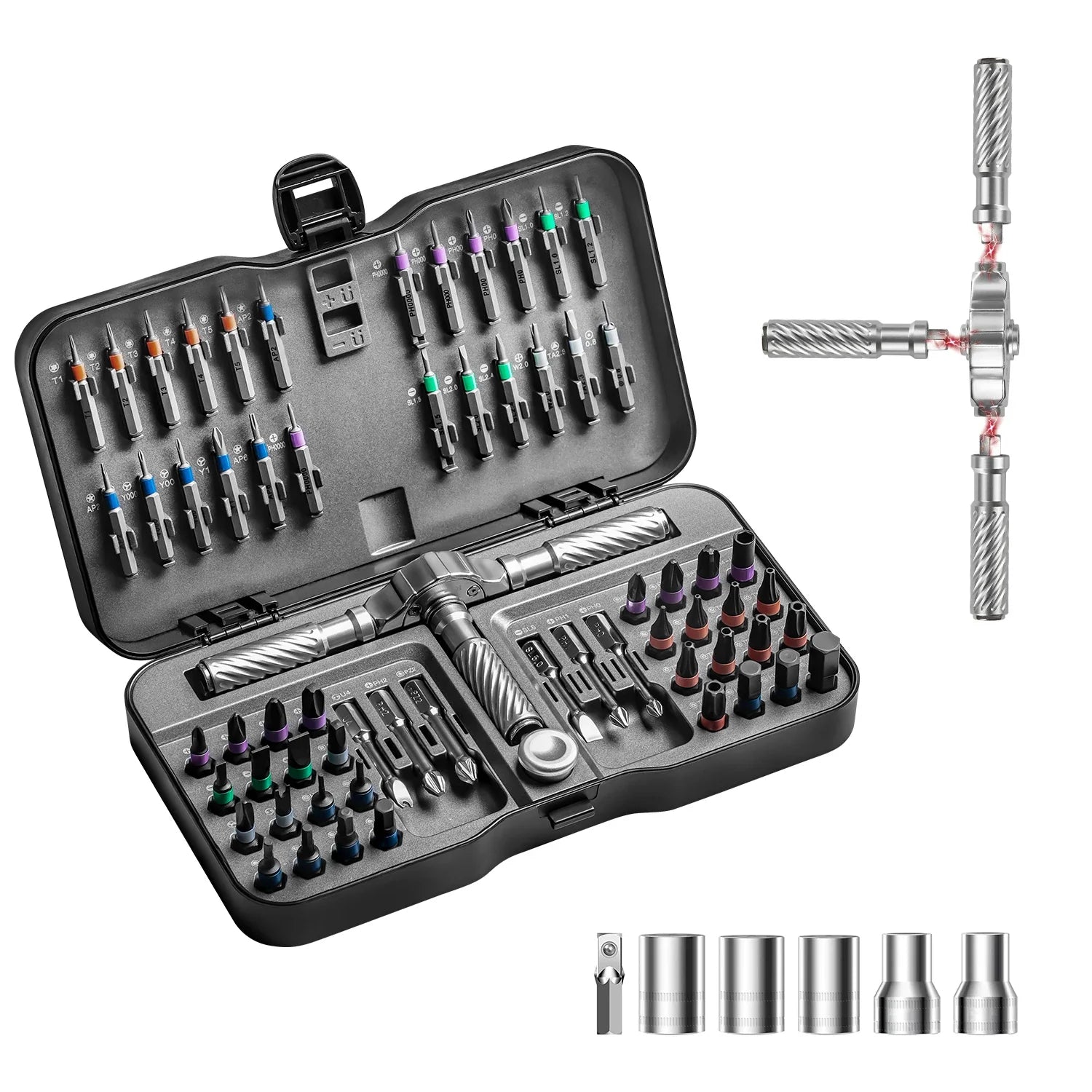 Sada šroubovacích bitů 66 v 1 s ergonomickou rukojetí z chromvanadiové oceli, 1