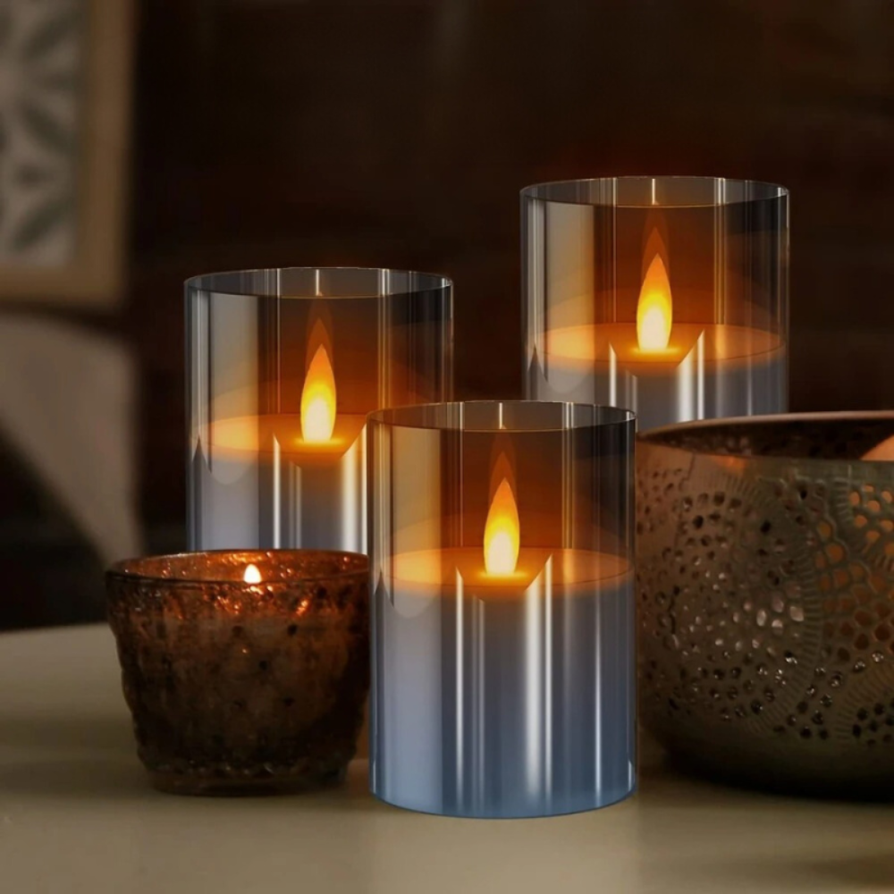 Sada bezplamenných svícnů s dálkovým ovládáním - elegantní LED svícny poskytující útulnou atmosféru a bezpečné používání 0