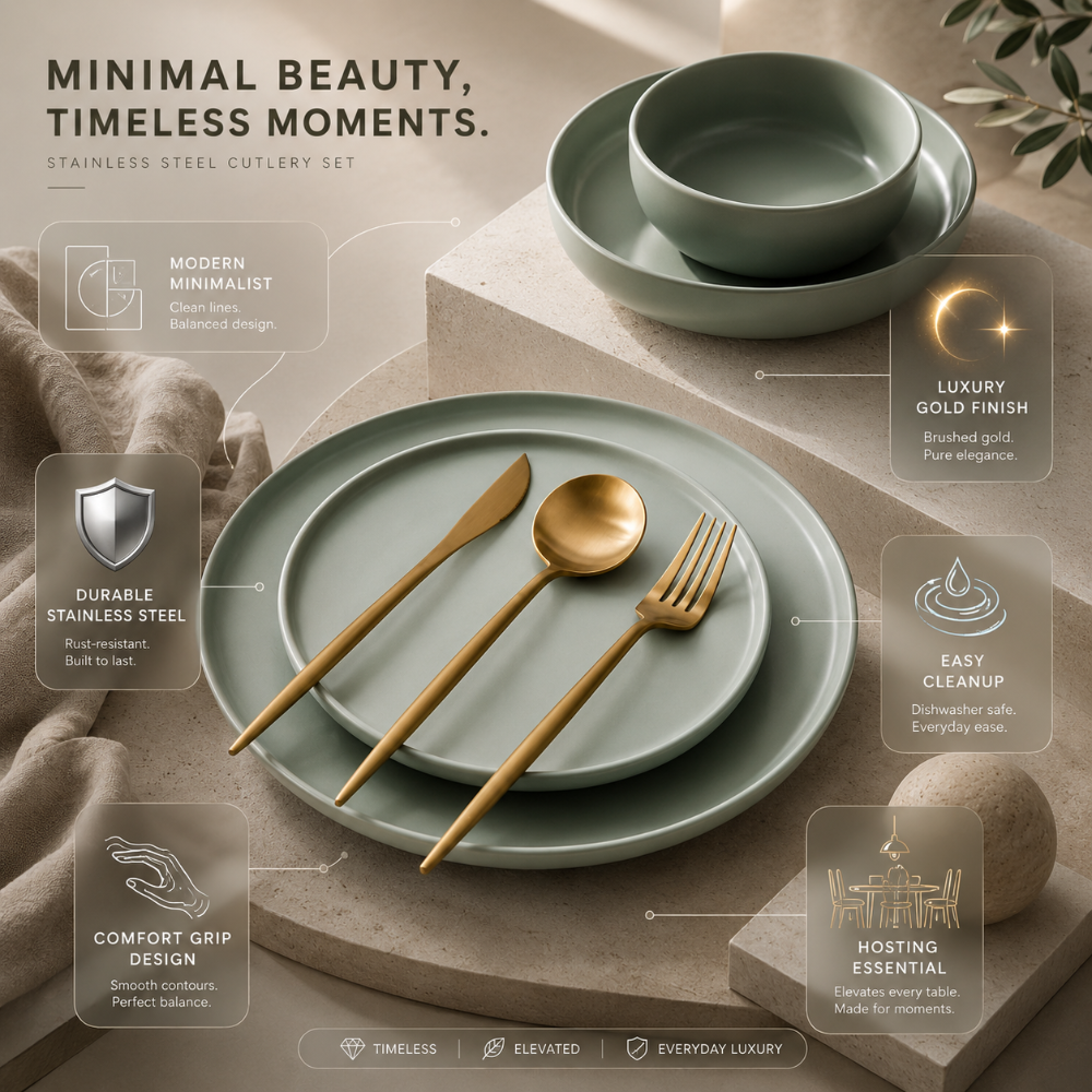 Sada příborů z nerezové oceli – moderní minimalistický design, 30dílná sada příborů vhodná do myčky nádobí 4